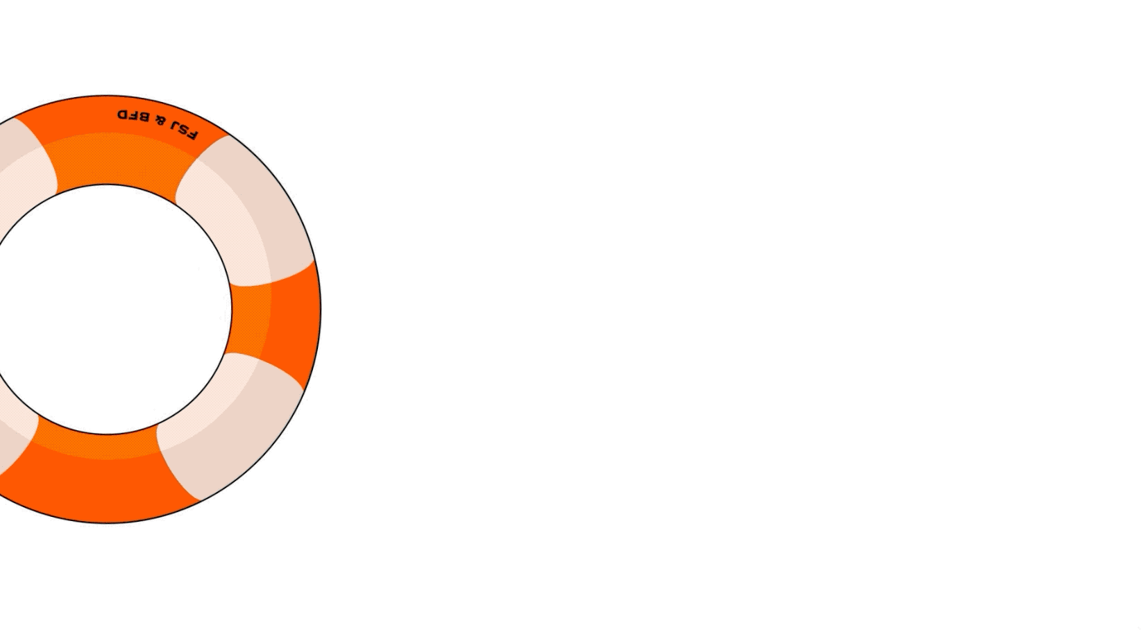 Animations-Beispiel: Ein Rettungsring rollt von links ins Bild. Anschließend erscheint ein Banner mit der Aufschrift: Freiwilligendienste Online-Kurse